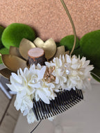 White and gold hair comb