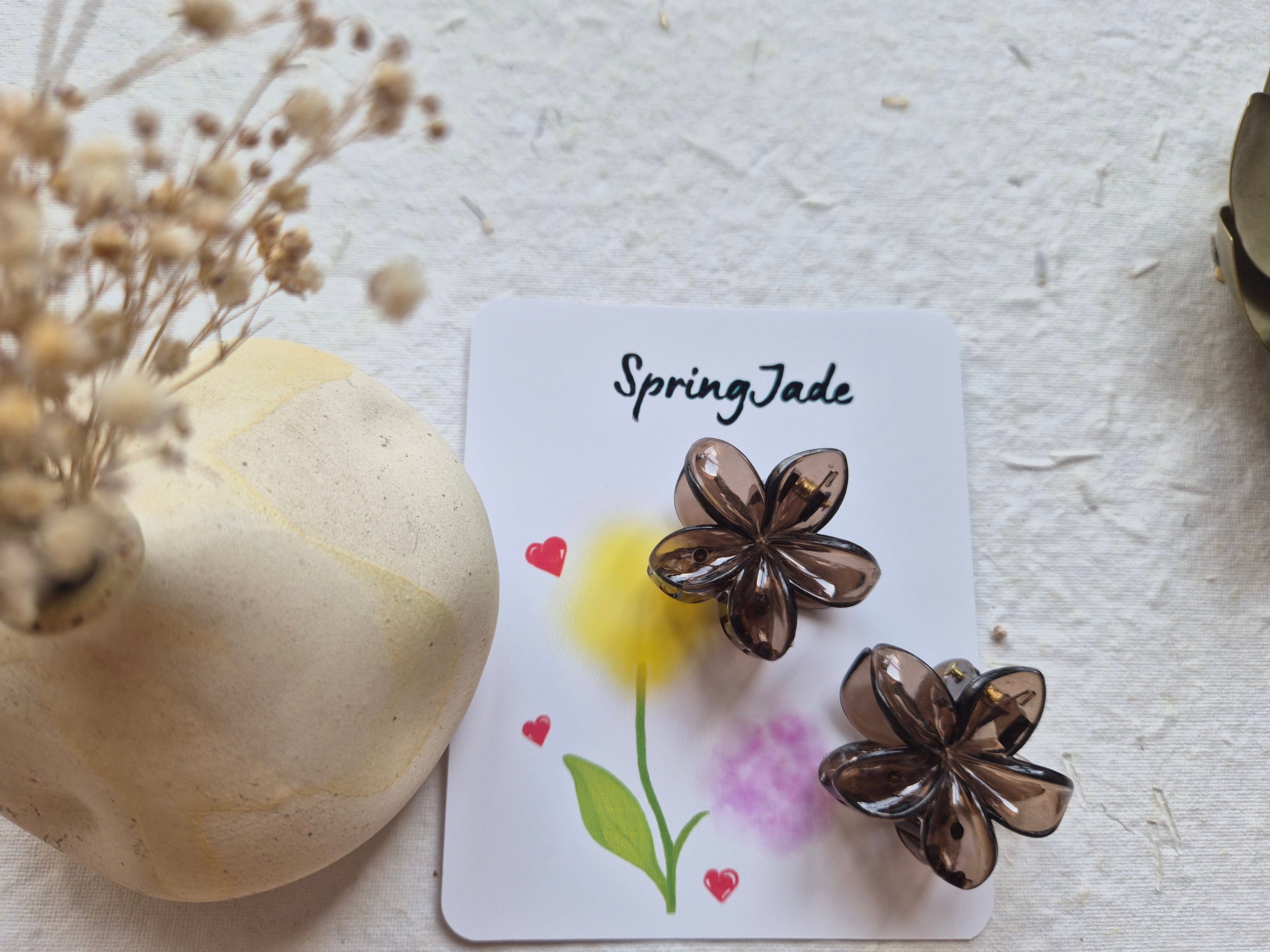 Small Glossy frangipani hairclip(Set of 2)