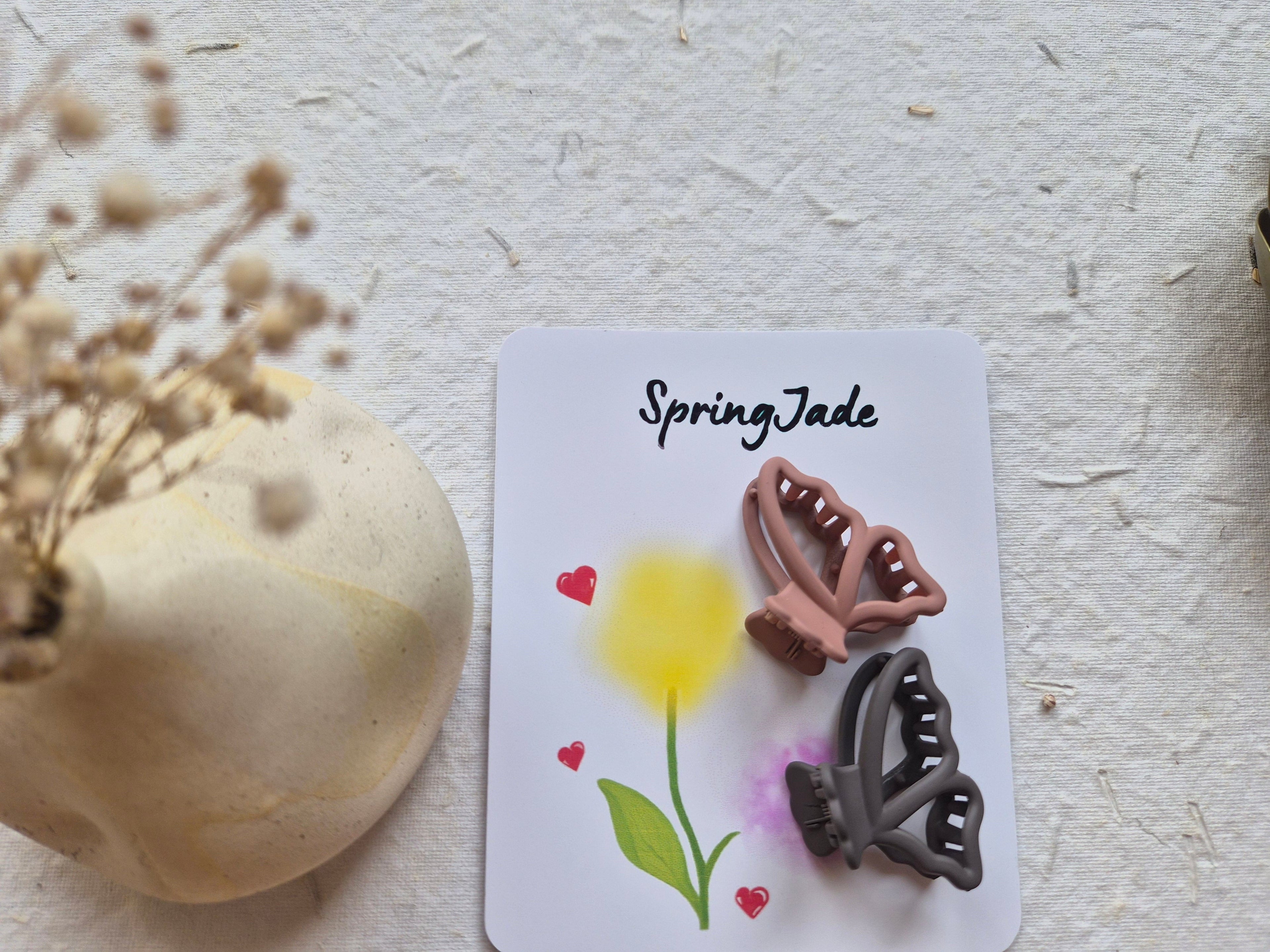 Small Butterfly matte Hairclips- Set of 2