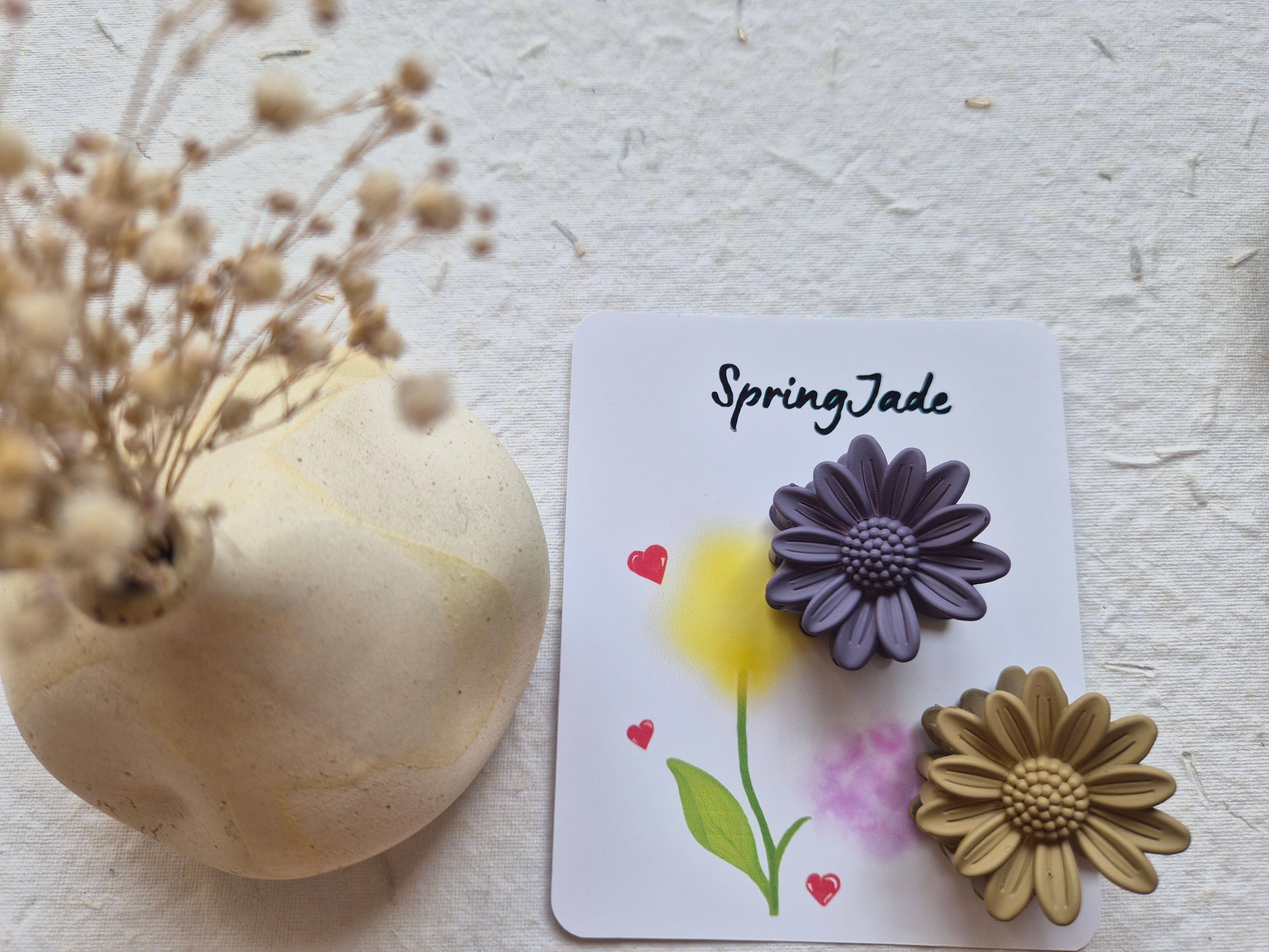 Small Sunflower clips Set of 2- matte