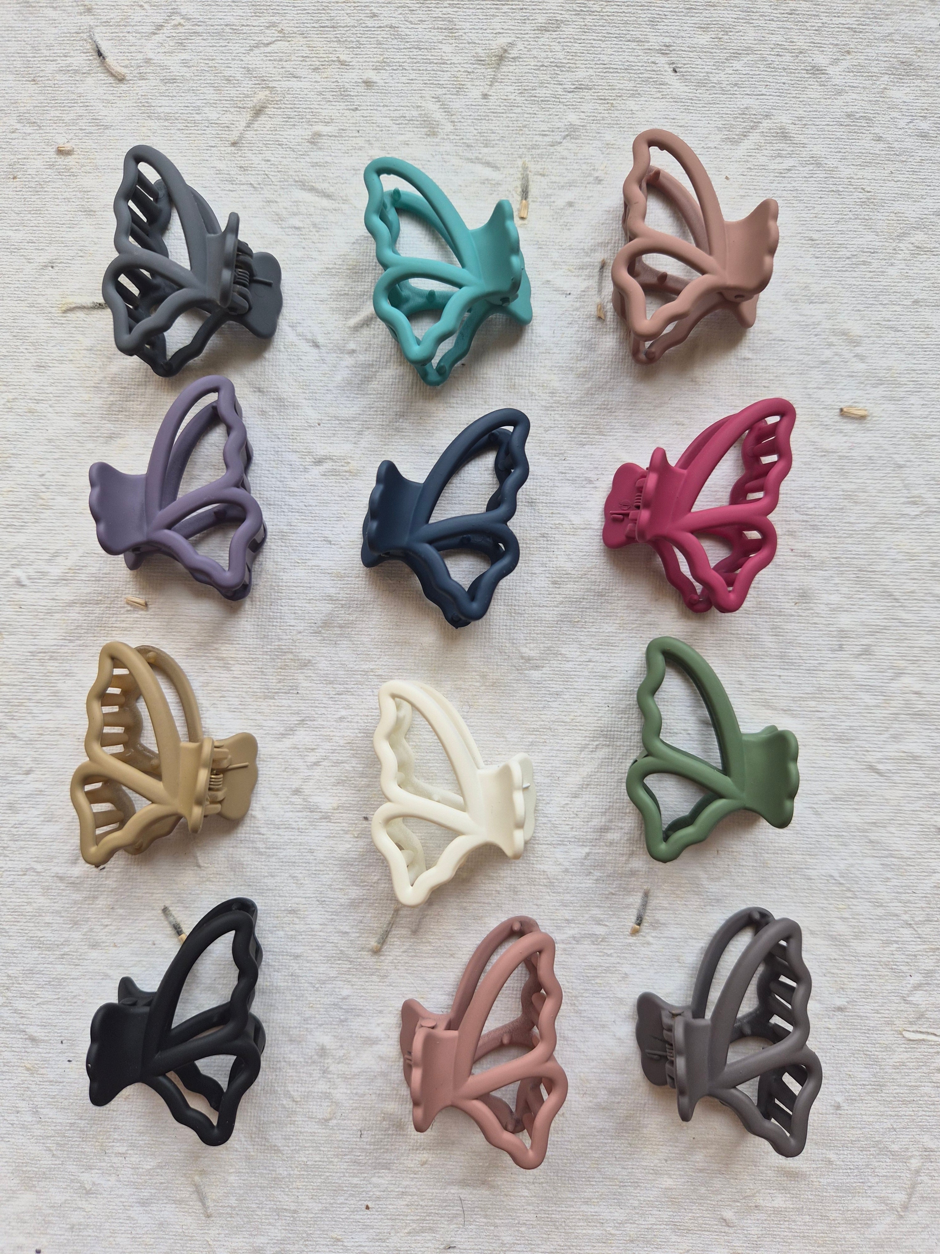 Small Butterfly matte Hairclips- Set of 2