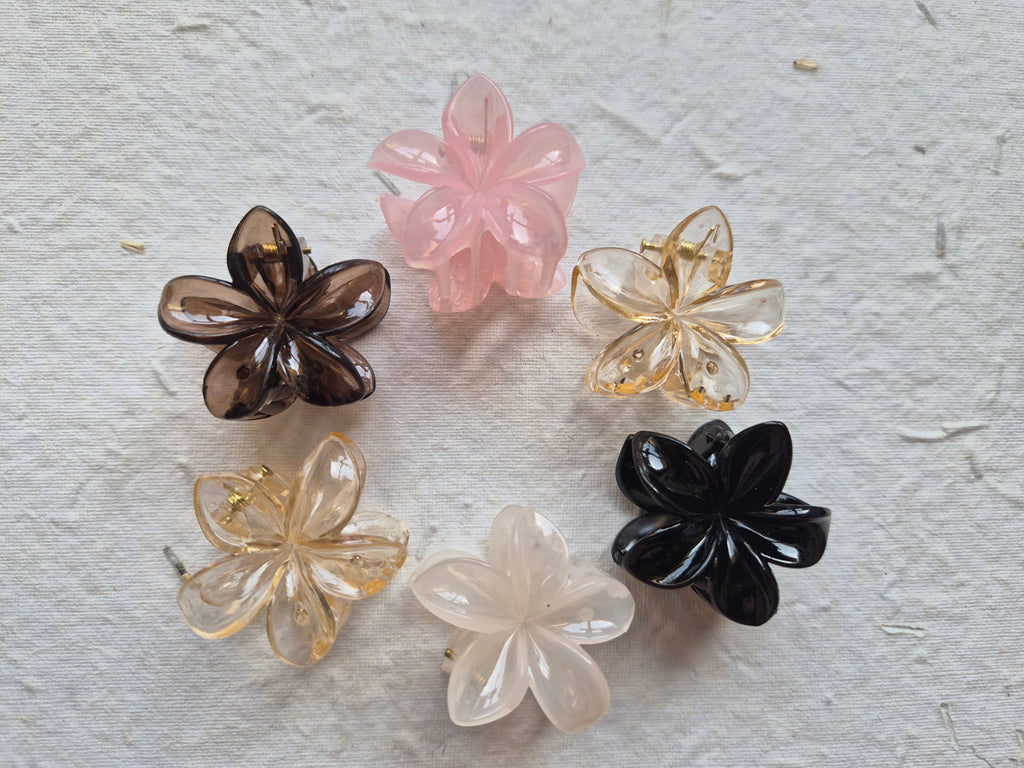 Small Glossy frangipani hairclip(Set of 2)