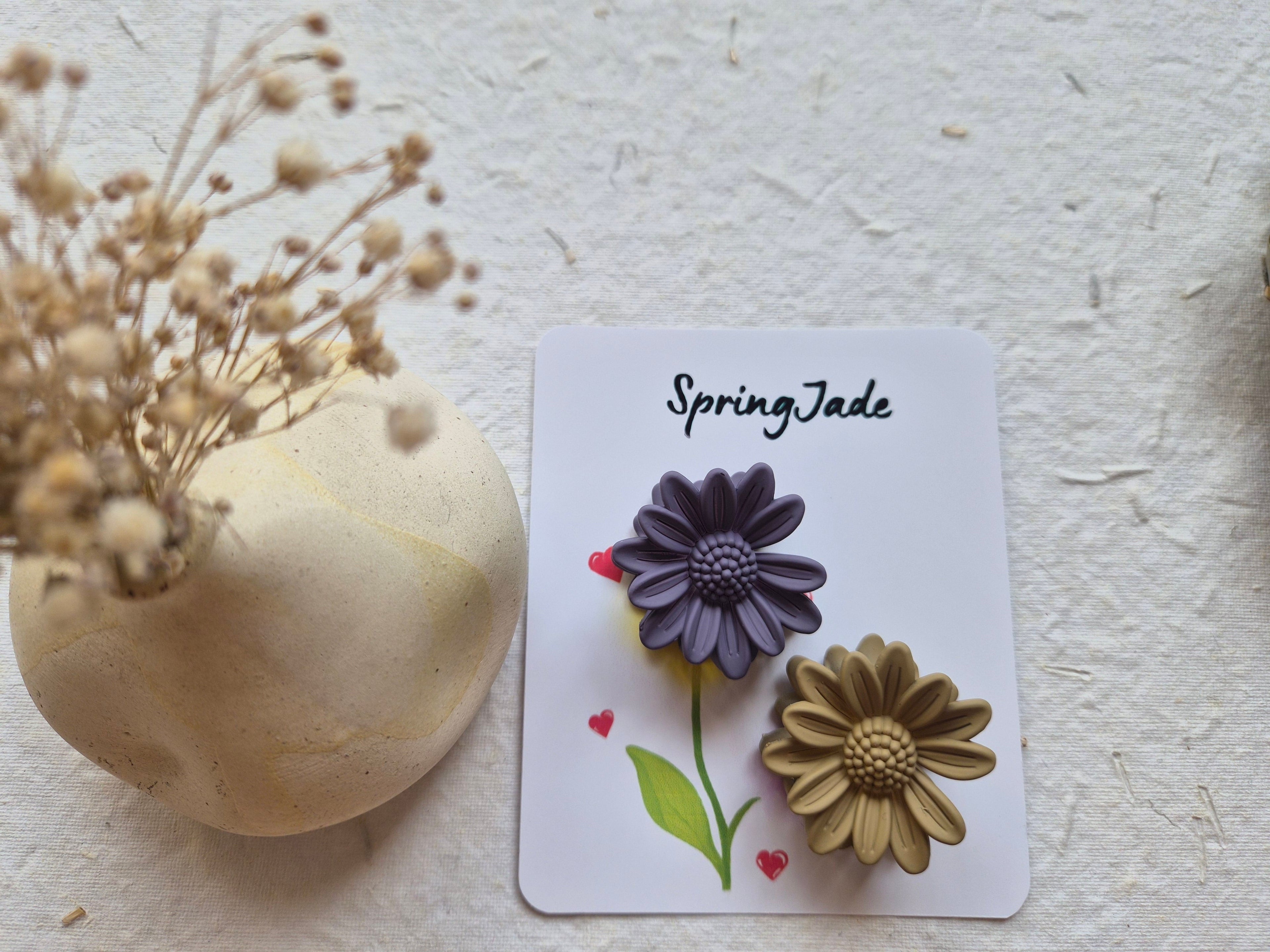 Small Sunflower clips Set of 2- matte