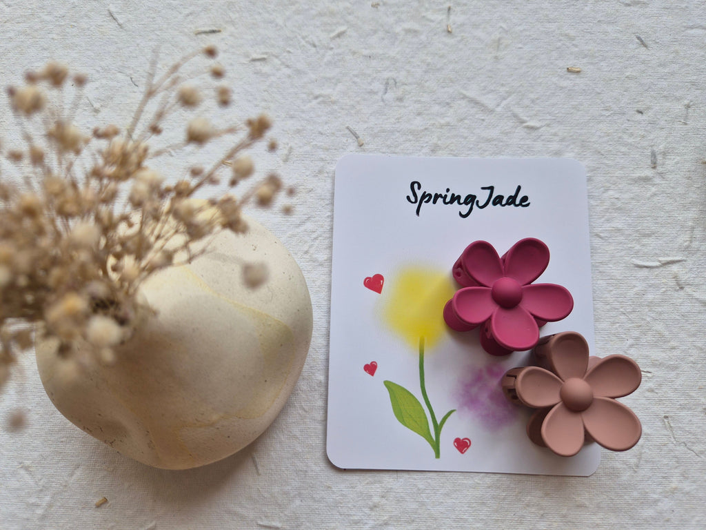 Small flower matte hairclip-Set of 2